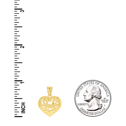 10Kt Yellow Gold Womens Scroll Heart Charm Pendant - Bild 4 von 5