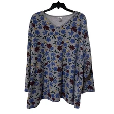 Just My Size Shirt Women’s Size 3X V-neck floral long sleeves outdoor casual