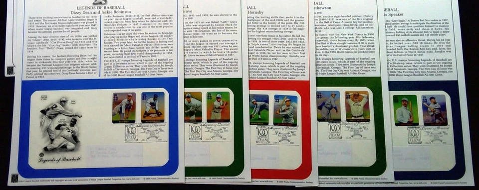 2000 Legends of Baseball Sc 3408a-t PCS panel FDCs Babe Ruth Jackie Robinson - Image 3 of 4