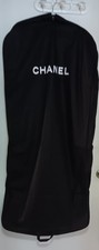 CHANEL AUTHENTIC GARMENT BAG TRAVEL STORAGE CANVAS BLACK 23X49X4 HANDLES SNAPS