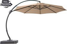 11 FT Deluxe Curvy Cantilever Umbrella Heavy Duty Offset Hanging Umbrella