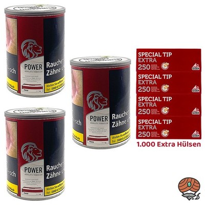 Power Quality Tobacco Feinschnitt-Tabak Dose 3x 150g Gizeh Sp. Tip Extra Hülsen