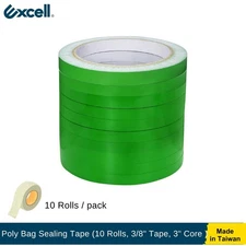 Excell Poly Bag Sealing Tape 10 Rolls 3/8" for Produce & Bakery Bags
