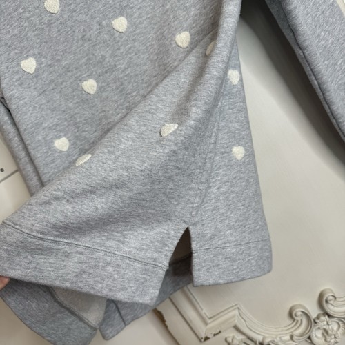 Talbots Heart Embellished Grey Sweatshirt Red White Hearts XS Side Slit - Picture 5 of 8