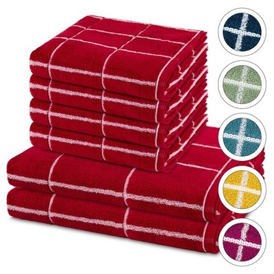 6er Pack - Ross - Sensual Skin Karo - 4 X Handtuch 2 X Duschtuch im Set - 6er Se
