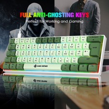 MK21 60% Wired Mechanical Gaming Keyboard Mini RGB LED Backlit Red Brown Switch 8