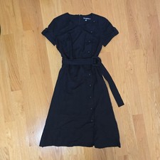 Karl Lagerfeld Belted Button-front Black Dress Women's US Size 6
