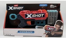 Zuru X-Shot Kickback Dart Blaster Red Foam Ammo Toy Gun 8 Darts Shoots 98 Feet