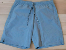 Lands' End Men's M UPF 50 Quick-Dry Swim Shorts Light Blue built in boxer NEW