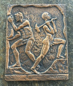 Ilias Lalaounis Bronze Relief Plaque Bauxite Mine Elefsina Greek Modernist Art