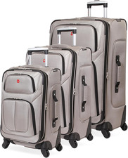 Equipaje con rodillos expandible Swissgear Sion Softside, peltre, juego de 3 piezas (21/25/29
