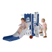 6 in 1 Slide,Playset for Toddlers Indoor Outdoor, Baby Slide with Basketball ...