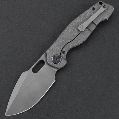 Kunwu Knives Gringo Folding Knife 3.63'' Elmax Steel Blade Gray Titanium Handle