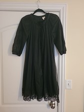 Vintage Lenora Black Sheer  Lace Lingerie Babydoll Nightie Robe Gown Medium