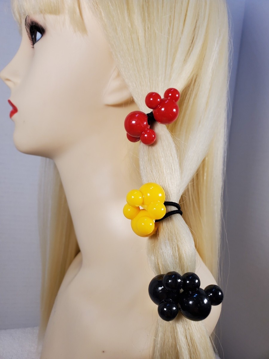 NEON COLOR BIG ball ELASTIC hair Scrunchie tie bead girl Balls