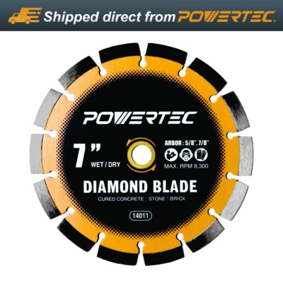 POWERTEC 7'' Laser-Welded Segmented Diamond Saw Blade for Wet Tile Saw (14011)