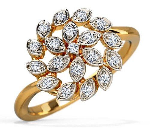 Anello Cocktail Banana Republic – Oro Lucido Con Bolle, Taglia 5 – Gioiello Effetto Art Nouveau, Nuovo Senza Etichette