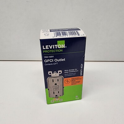#ad Leviton GFCI Self Test Duplex Receptacle Gray 15A GFNT1 KGY $15.95