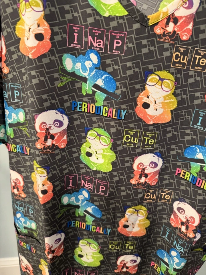 New Cherokee Modern Classic Grey Science Animals Extra Large XL women scrub Vet - Image 3 of 4