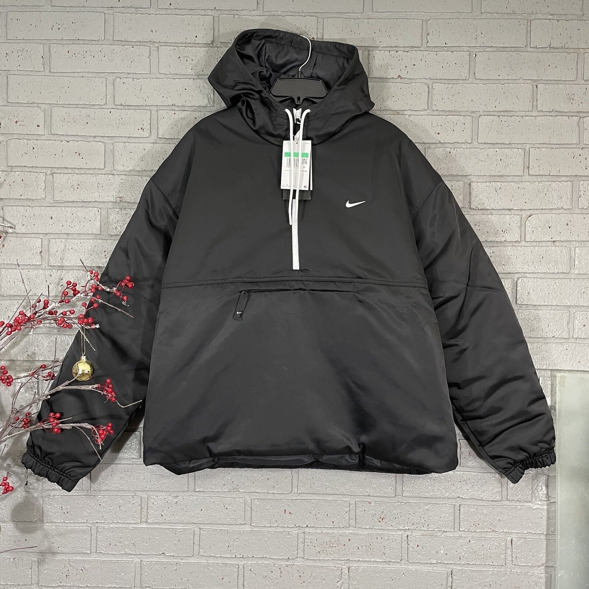 Mens Size XL Nike Solo Swoosh Satin Insulated Heavy Hooded Jacket