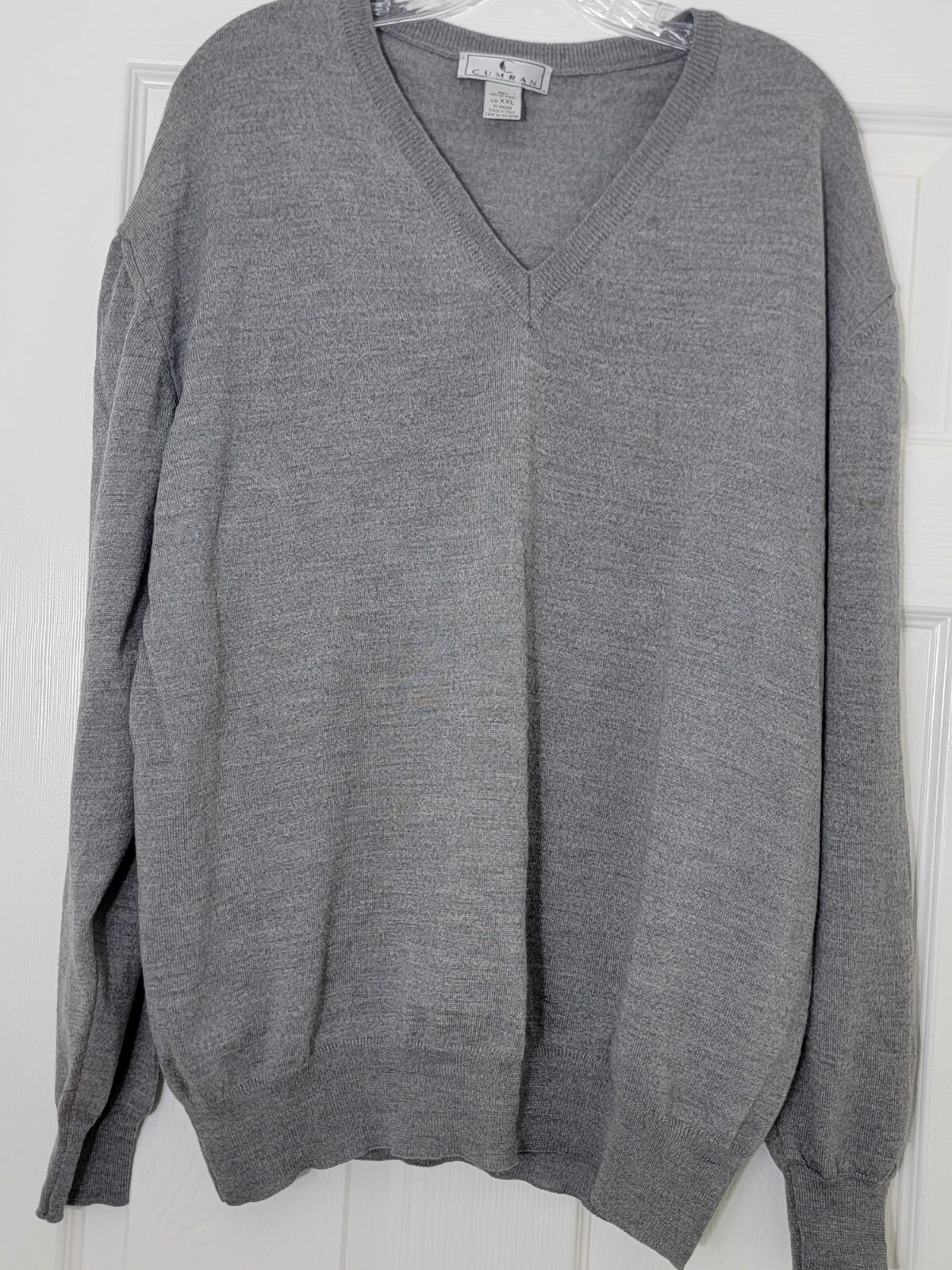 Cumran 100% Merino Wool V-neck Mens Sweater Made In Italy XXL