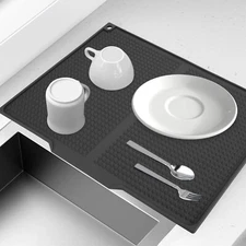 Silicone Dish Drying Mat, Non-Slip Easy Clean Sink Mat Heat-resistant Drain Pad