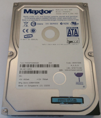 Maxtor MaxLine Pro 500GB Internal 7200RPM 3.5'' (7H500F0) SATA HDD