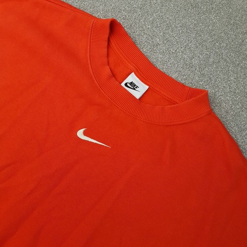 Felpa uomo Nike media rossa arancione maglione centro swoosh maglione oversize - Foto 2 di 9