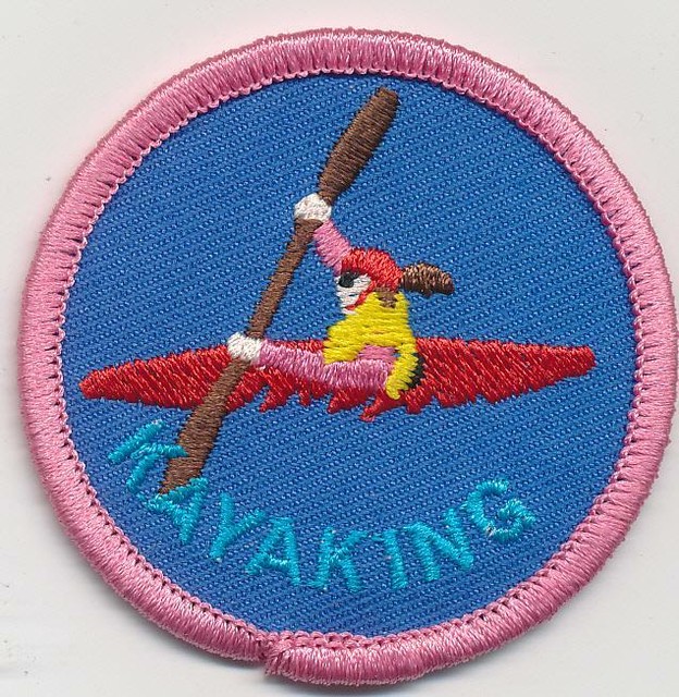 Girl Boy Cub KAYAKING PINK Fun Patches Crests Badges SCOUT GUIDE Day