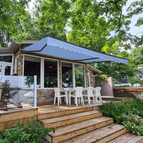 ALEKO Fabric Replacement for 20 x 10 feet Retractable Patio Awning Sky Blue - Picture 7 of 9