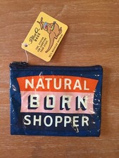 Blue Q Zipper Coin Purse Natural Born Shopper Recycled Plastic New w/Tags