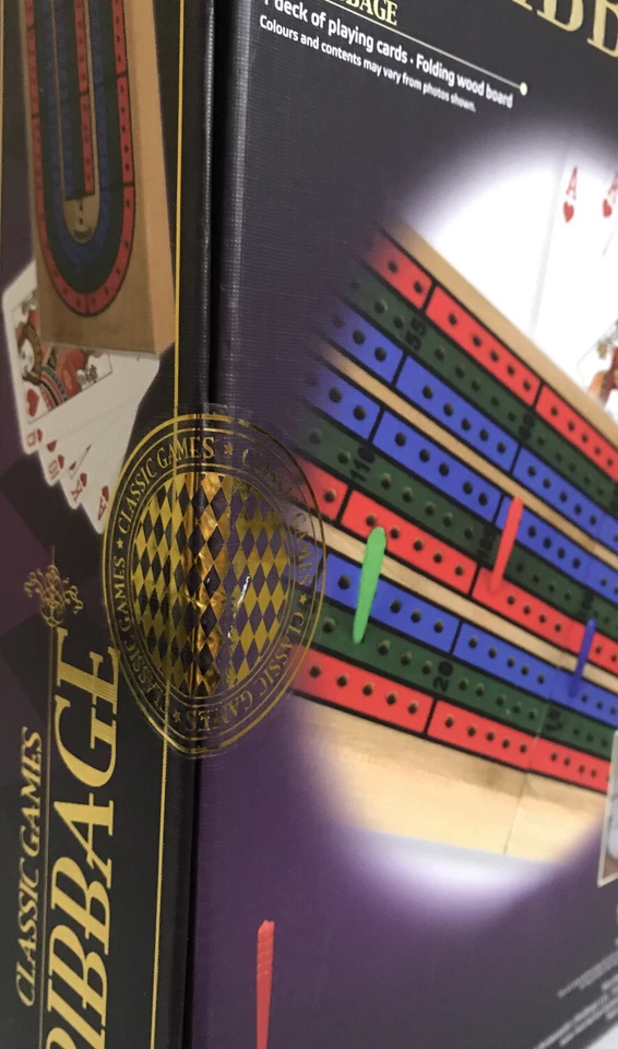 New Classic Games CRIBBAGE Folding wood board & Deck of Playing Cards - Image 3 of 3