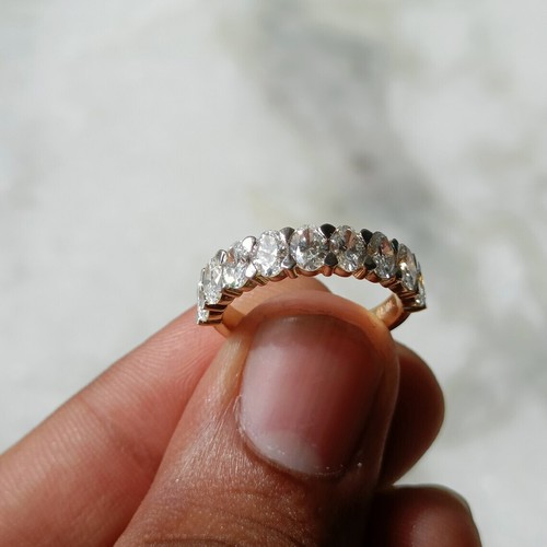 1Ct Oval Cut Certified Lab Grown Diamond Ring Half Eternity Band 14k Yellow Gold - Picture 6 of 23