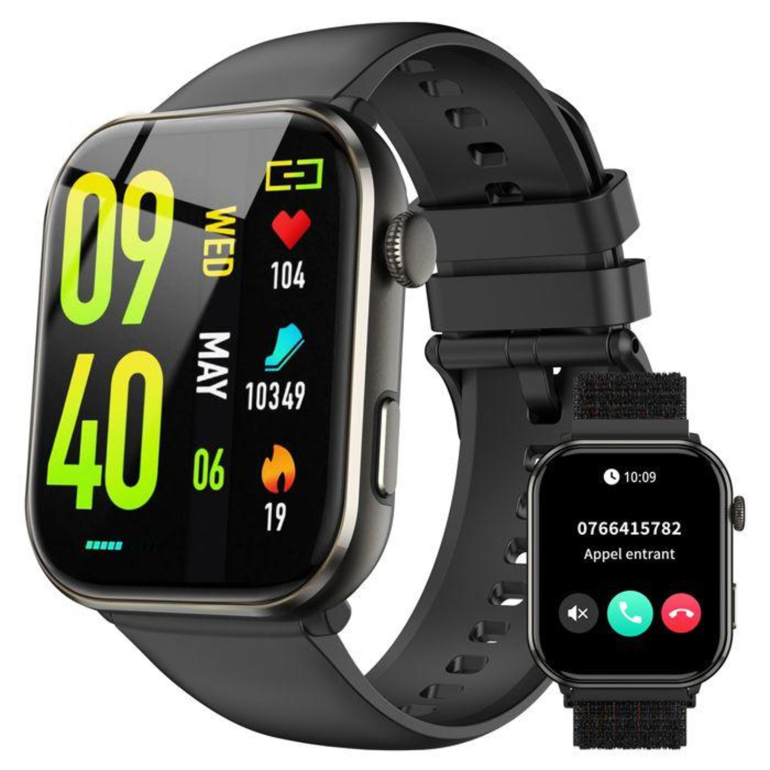 Montre connectée Bluetooth homme batterie 800mAh autonomie écran tactile 1.96 inch