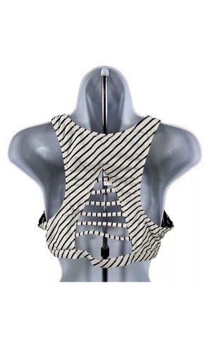 NEW Athleta LARGE -Womens Black/White Striped Offshore Reversible Bikini Top - - Picture 6 of 11