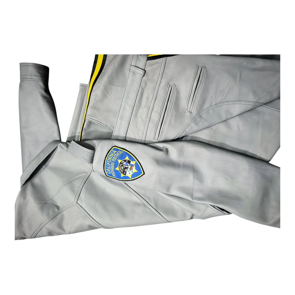 Men's Real Cow Leather Highway Police Complete Uniform Breeches Shirt & Pant - Image 4 of 4