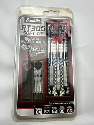 Franklin RT300 Nickel Coated Soft Tip Darts, 18G. Nickel Plated New