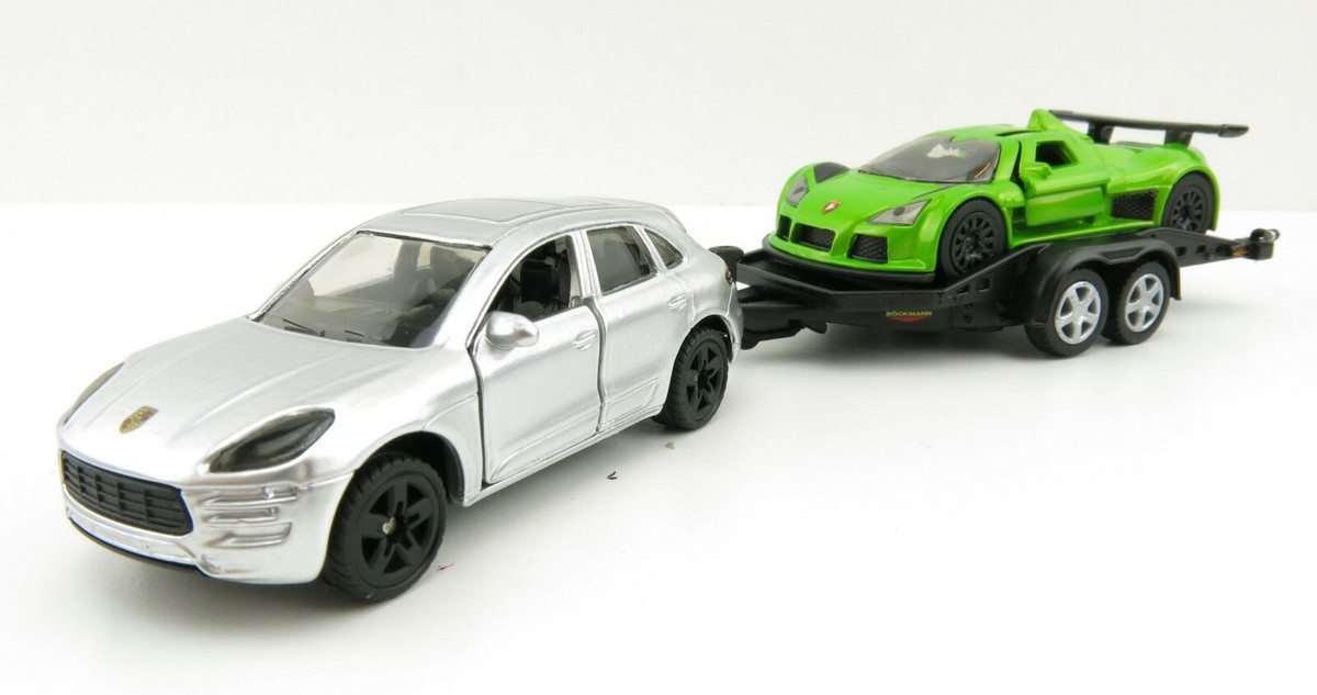Siku 2544 - Porsche Macan with Gumpert Apollo on Transport Trailer