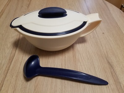 Tupperware  Thermo Duo Servieren Sauciere Creme- Blau mit Löffel 550 ml