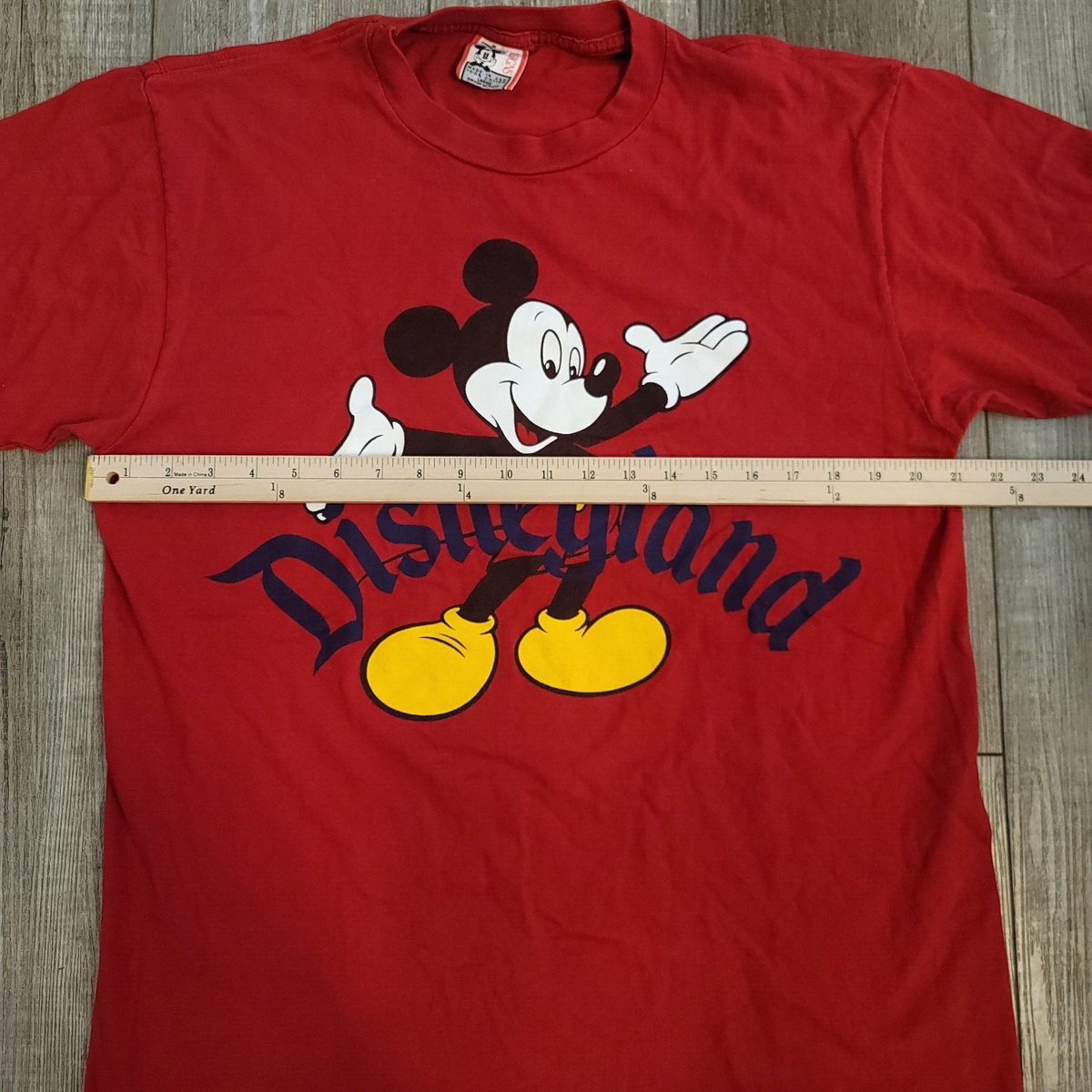 Vintage 90s Disneyland Big Mickey Red Tee Large Made in USA Disney