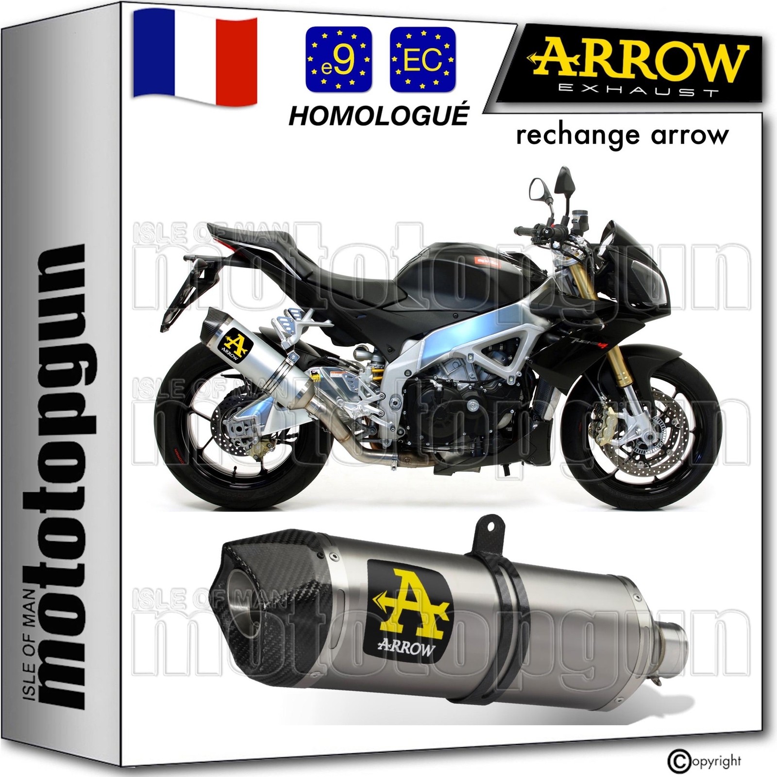 Échappement homologué Arrow C Race-Tech carbone pour optimiser le V4 Aprilia 2013