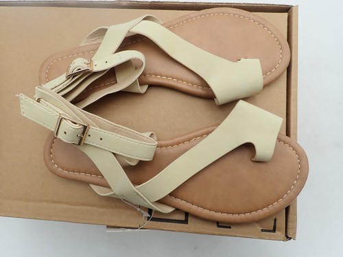 New Vayfio Women's Ankle Strap Flat Sandals Casual Thong Metal Buckle SIZE 6 - Picture 4 of 6