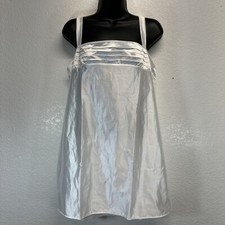 NWOT Womens Slip Dress Vintage White Lingerie Wide Straps Sz Large Silky Satin