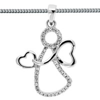 Herz FlüGel Schutzengel AnhäNger Mit WeißEn Zirkonia Echt Silber 925 Mit Kette