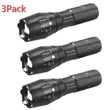 3 Pack LED Flashlight Portable 2000 Lumens Rechargeable Mini Flashlight with... 