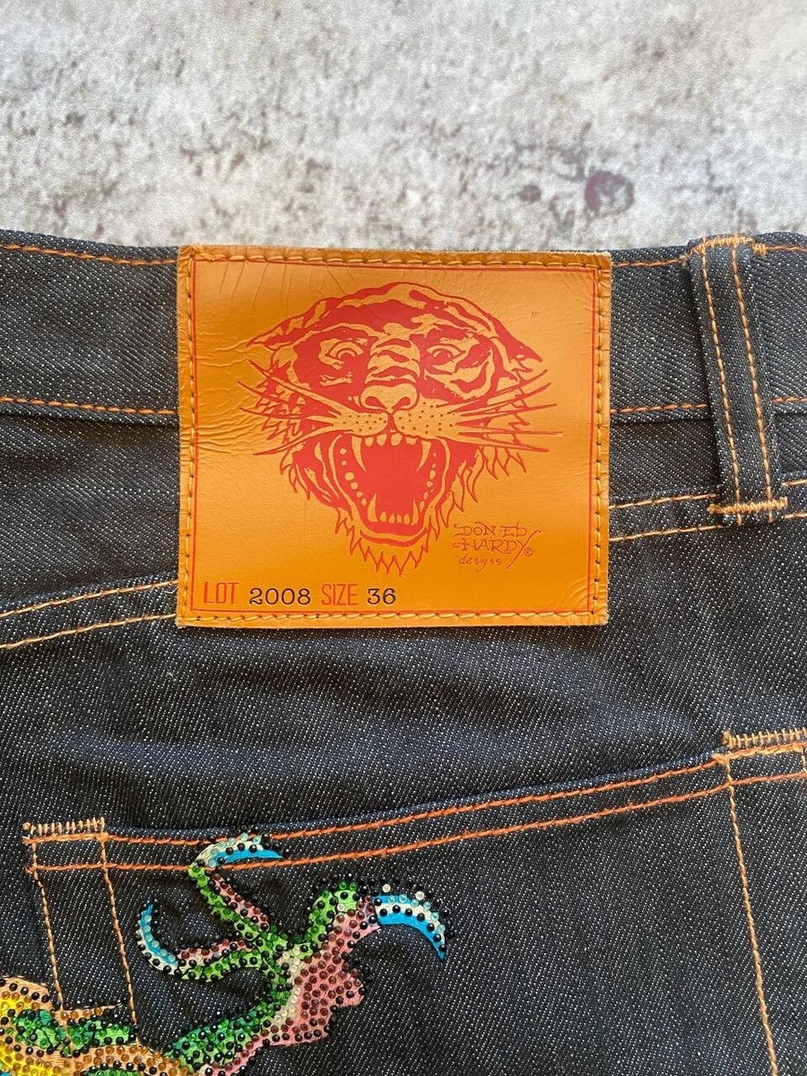 Ed Hardy 2008 Blue Denim Jeans Flying Dragon Mens Size 36x32 | eBay