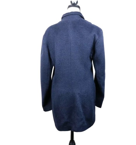 Ji Oh Jacket Womens 8 Blue Navy Virgin Wool Alpaca Boyfriend Blazer Coat - Picture 3 of 8