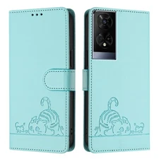 For TCL 50 XE, Shockproof Flip Leather Wallet Cat Pattern Stand Soft Case Cover