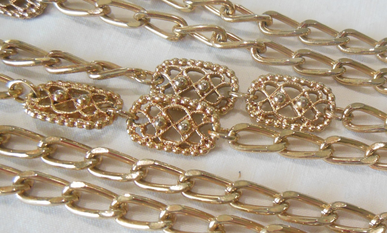 Gold-tone Filigree Rectangular Beaded Lozenge Cur… - image 4