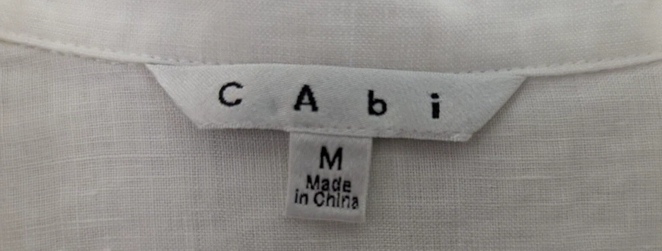 CAbi sz M рубашка туника 100% льняной белый пуговицы длинным рукавом Топ 3781 - Изображение 3 из 4